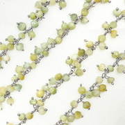 Cats Eye Cluster Dangle Oxidized Silver Wire Chain.